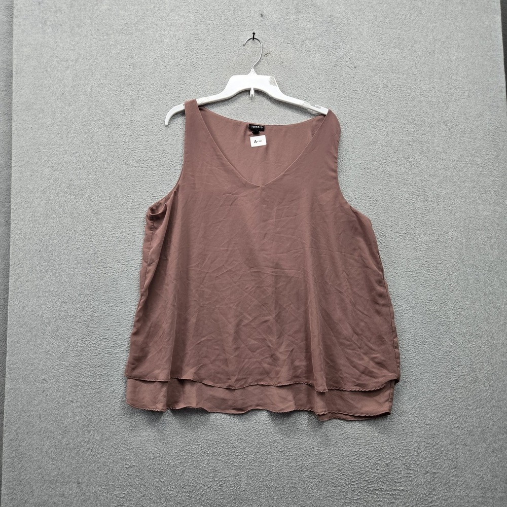 Torrid Women Blouse 2 Mauve V-Neck Pullover Lined Sleeveless Tank